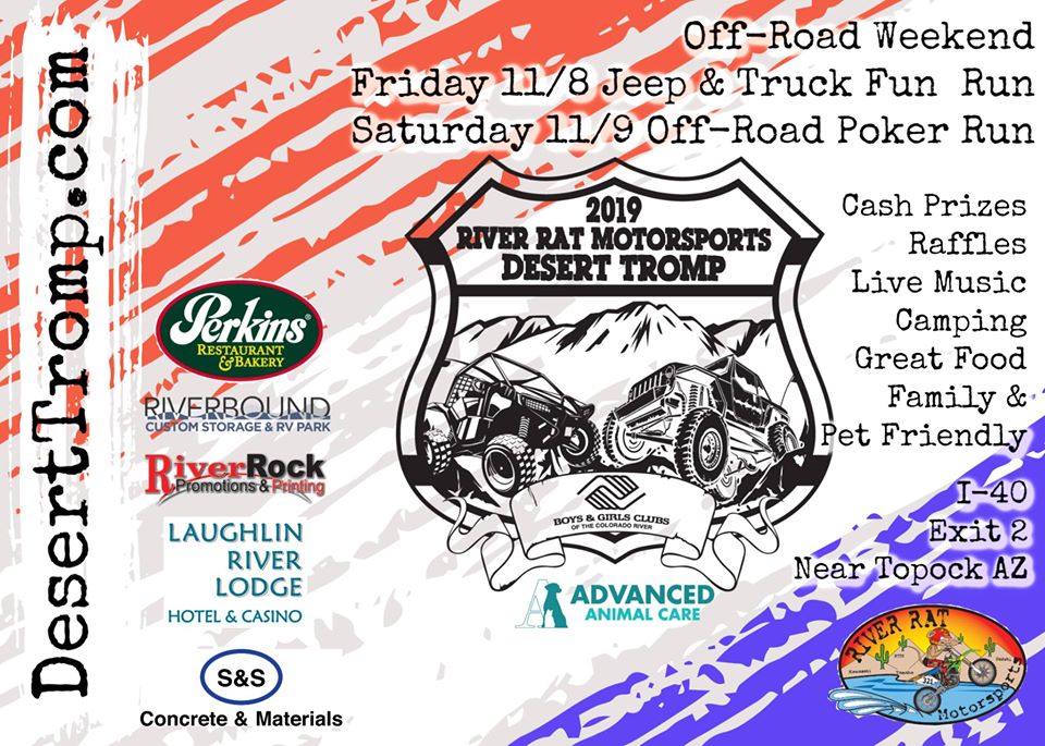 Desert Tromp 2019 Poker Run River Rat Motorsports Poker Run Off Road Weekend November 8th & 9th 2019 Lake Havasu City Arizona 